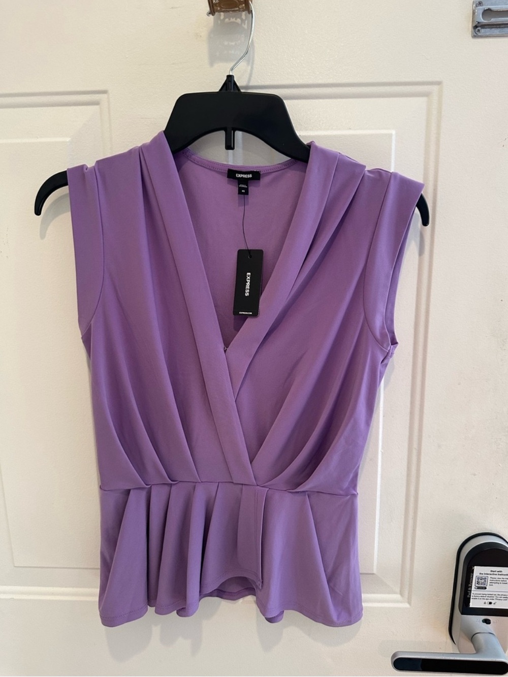 Express Lavender Sleeveless Surplice Peplum Top